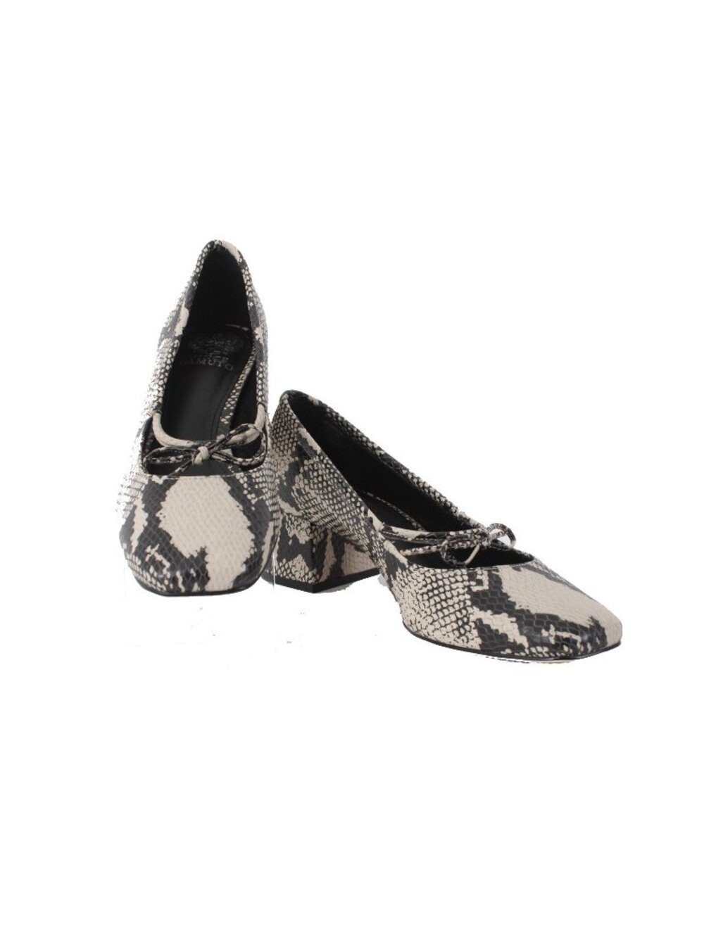 Vince Camuto Heels Sz 9 M Black Cream Reptile Print Leather Upper 1.5" Heels
